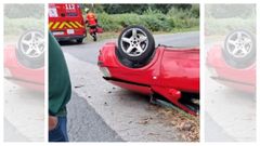 Volcado de un coche entre Ares y Mugardos