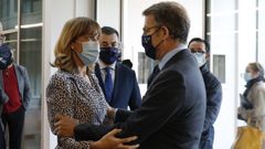 La ministra Pilar Alegr�a y Feijoo, este jueves en Santiago