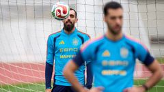 Borja Iglesias, en un entrenamiento en la presente concentracin de la seleccin espaola.