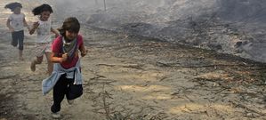 Monumental incendio en Oia y O Rosal