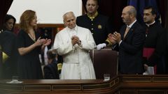 Le�n XIV recibe los aplausos de los diputados tras sus discurso en el Congreso el pasado lunes.