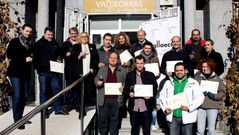 Los premiados, en la sede del consejo regulador de la denominaci�n de origen Valdeorras