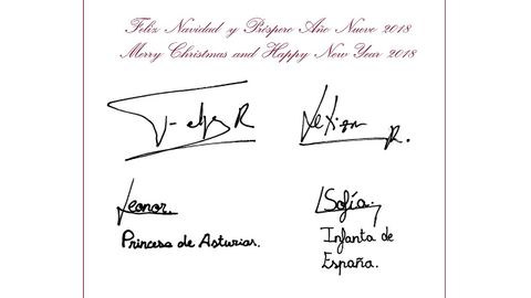 El mensaje y las firmas que acompa�an a la imagen de la felicitaci�n de los reyes
