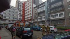 Caja de fusibles ardiendo en la plaza del Comercio, en A Coru�a