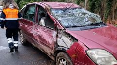 Imagen del accidente que tuvo lugar el s�bado en la v�a provincial