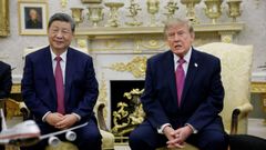 Xi Jinping y Donald Trump durante su reuni�n del jueves en el despacho oval de la Casa Blanca (Washington).