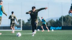 Fran Beltr�n, en el entrenamiento del Celta de este martes.