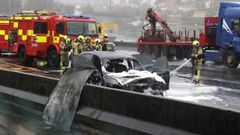 El veh�culo qued� completamente calcinado