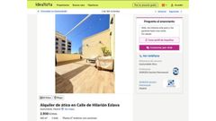 Anuncio de la vivienda que ocupaban el ex secretario de organizacin del PSOE y su familia.
