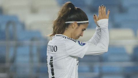 La jugadora del Real Madrid, Alba Redondo, tras anotar un gol durante un partido contra el Levante, el pasado enero