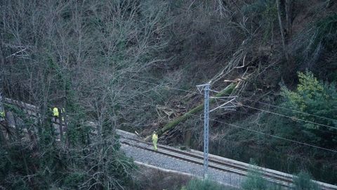 Ferrocarril cortando entre Os Peares e Monforte