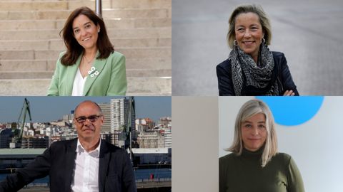 Ins Rey, alcaldesa de A Corua; Rosa Gallego, portavoz del PP; Francisco Jorquera, portavoz del BNG, y Mara Garca, portavoz de la Marea, valoran los resultados de la encuesta de Sondaxe para La Voz de Galicia