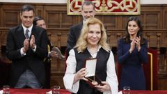 La actriz hispanoargentina Cecilia Roth, tras recoger el Cervantes en nombre de Peri Rossi de manos de los reyes Felipe VI y Letizia, en presencia de Pedro S�nchez.