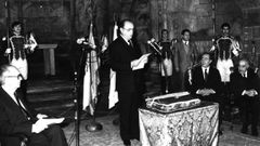 La primera jura en el Pante�n. Gerardo Fern�ndez Albor en su toma de posesi�n, en enero de 1982.