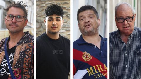De izquierda a derecha, Rub�n Rodr�guez, vecino; Abdssamad Ayadi, barbero; Walter V�zquez, vecino; y �ngel G�mez, que reside en la manzana de Rubalcava ya reabierta.