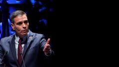 Pedro S�nchez, este lunes, durante su intervenci�n en la apertura del congreso del Consejo Empresarial Alianza por Iberoam�rica. 