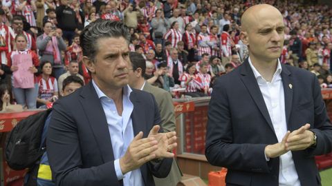 Alejandro Irarragorri, presidente y accionista mayoritario del Sporting de Gijn, durante el derbi asturiano