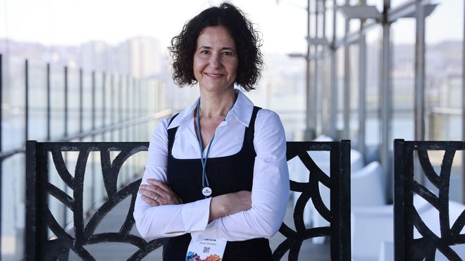 La cardi&oacute;loga Patricia Palau, en el Palexco, de A Coru&ntilde;a.