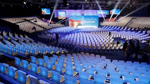 Todo est preparado en el recinto ferial de Ifema en Madrid para que esta tarde el PP inicie la convencin nacional