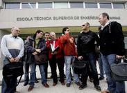 Protesta de un grupo de alumnos de Ciencias Policiales y Detective Privado en mayo del 2008.