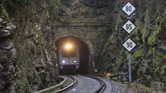 Un tren saliendo del tnel de Oural