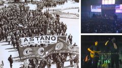 Manifestacin por Astano y concierto por los trabajadores en 1985, con grupos como Radio Ocano. 
