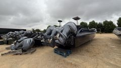 Varias narcolanchas tras ser desmantelada la mayor red de fabricaci�n de estas estructuras en la Pen�nsula Ib�rica, en Lisboa el pasado mes de julio.