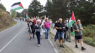 Marcha del Colectivo de Apoyo a Palestina en Fisterra.