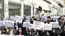 Abogados manifestndose por las calles de Madrid a principios del mes de febrero, en una muestra ms de la situacin conflictiva que vive la Justicia en Espaa.