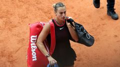 Aryna Sabalenka, tras caer ante Diana Shnaider en Roland Garros.