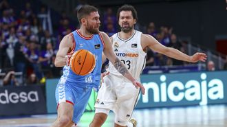 Dominik Mavra, contra el Real Madrid en el Movistar Arena en la Liga Endesa 2024-2025