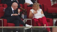 Gianni Infantino y Nancy Faeser, en el palco de autoridades durante el partido entre Alemania y Japn
