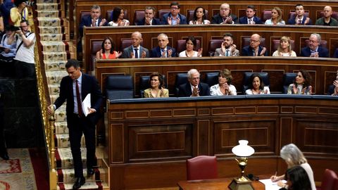 Pedro S�nchez momentos antes de comenzar su intervenci�n.