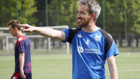 Rub&eacute;n Dom&iacute;nguez, en un entrenamiento del Pontevedra CF