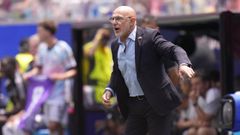 Luis de la Fuente, dando indicaciones durante los cuartos de final entre Espa�a y B�lgica.