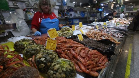 Mercado de plaza de Lugo en vspera de Nochevieja