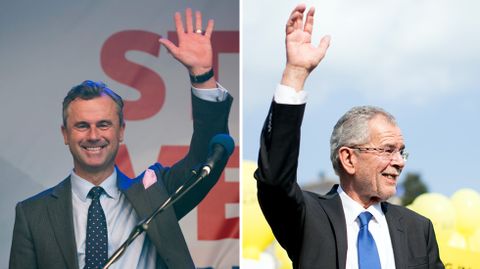 A la izquierda, Norbert Hofer; y a la derecha, Alexander Van Der Bellen