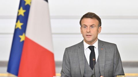 Macron, el jueves en la conferencia sobre la Franja de Gaza, en Pars.