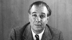 Retrato de Borges tomado en 1951 por la fot�grafa alemana Grete Stern (Wuppertal, 1904-Buenos Aires, 1999). Con esta imagen ilustra el sello Alfaguara la portada del volumen de medio millar de p�ginas que re�ne sus �Cuentos completos�. 