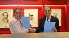 Mari�n Mouri�o y Abel Caballero firmaron el convenio en la nueva sala de presidentes.