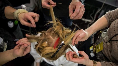 Backstage del desfile de Desigual