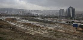 El parque Ofim�tico en obras el mes pasado. En el lugar se est�n construyendo dos promociones de viviendas. 