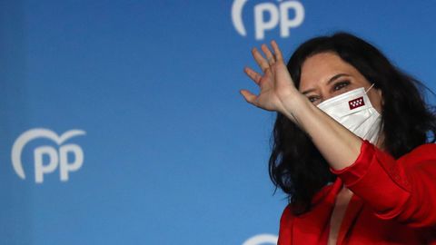 Isabel Daz Ayuso celebrando la victoria del PP en las elecciones a la Comunidad de Madrid.