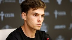 Aleix Febas, en su primera comparecencia como futbolista del Celta.