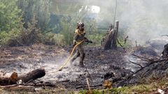 Dos brigadas apagaron el incendio forestal que se declar� en Vilagarc�a