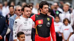 Fernando Alonso y Carlos Sainz.Fernando Alonso, piloto de Aston Martin, y Carlos Sainz, piloto de Ferrari