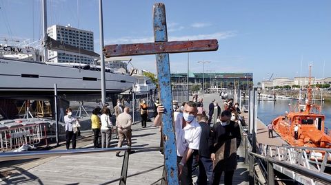 La Cruz de Lampedusa, en su traslado de Vigo a Baiona 