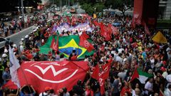 Manifestacin en Brasil por el aniversario del intento de golpe de Estado