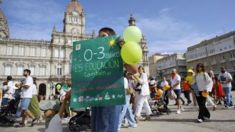 Protesta del s&aacute;bado pasado en Mar&iacute;a Pita de las familias de las escuelas infantiles.