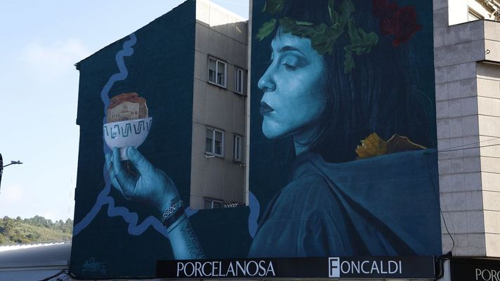 El mural de Mon Devane, en Castad�n (O Pereiro de Aguiar) recuerda a la periodista Mar�a Doallo
